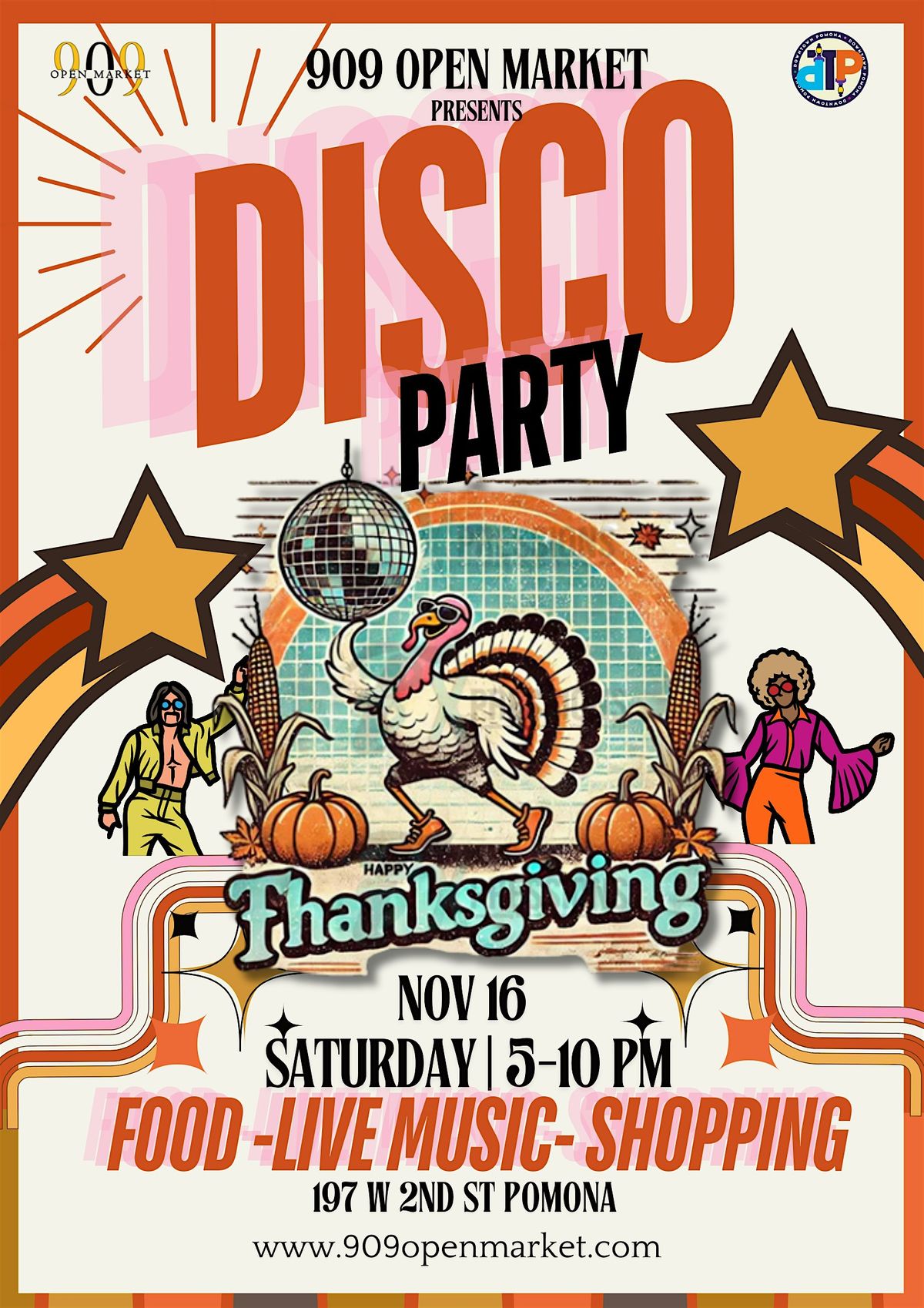 Disco party thanksgiving in downtown pomona