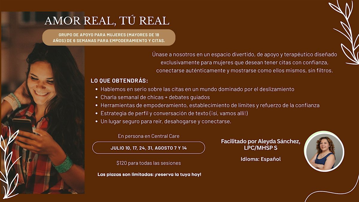 Grupo de apoyo para mujeres - Facilitado por Aleyda S\u00e1nchez, LPC\/MHSP S