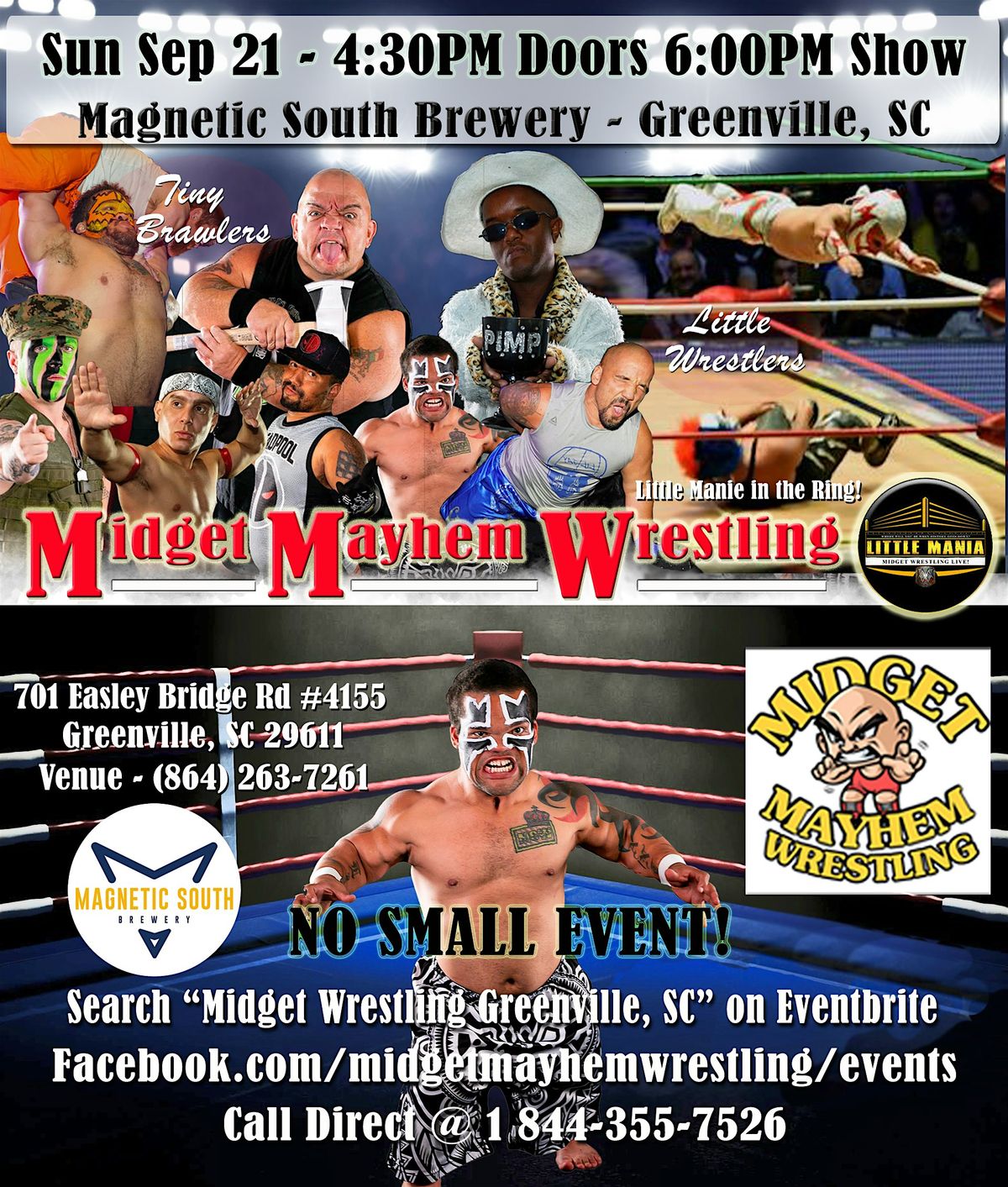 Midget Mayhem Wrestling Rips Through the Ring! Greenville SC 16+