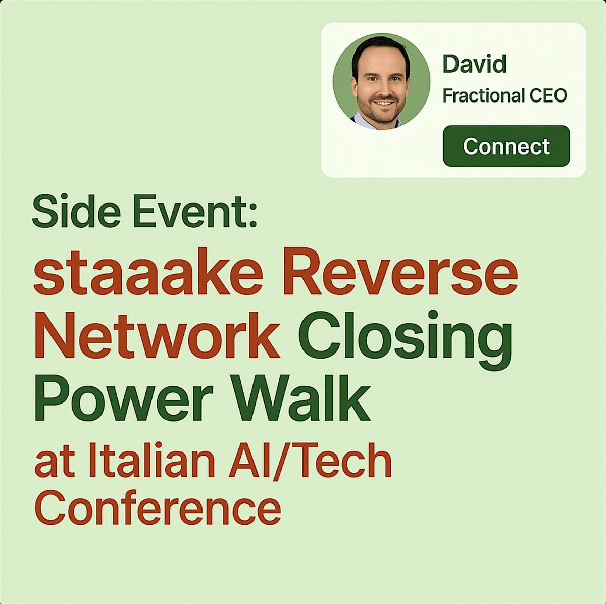 staaake Reverse Network Closing Power Walk at Italian AI\/ Tech Conference