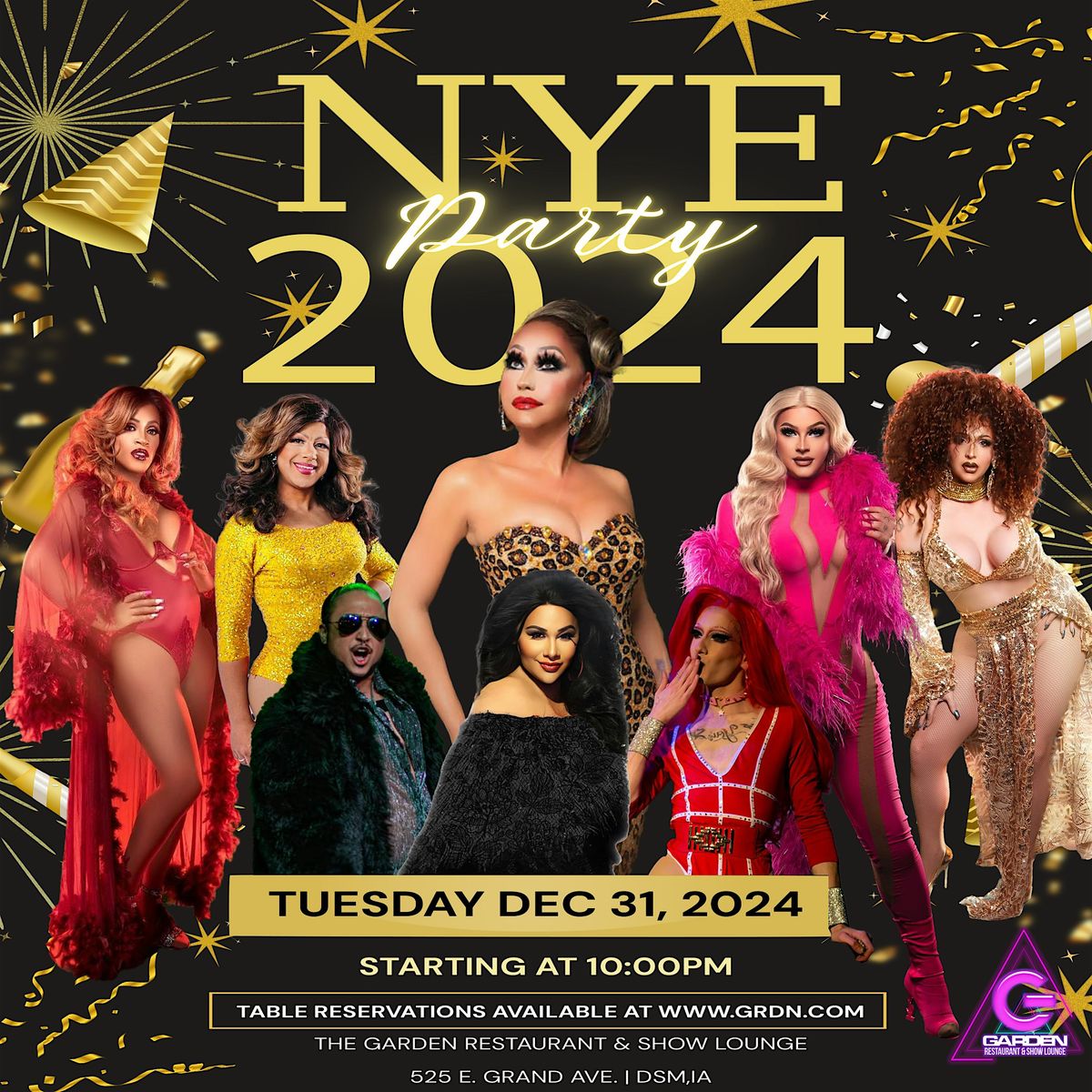 New Year's Eve Drag Show and Midnight Dance Party - 10pm Table Reservation