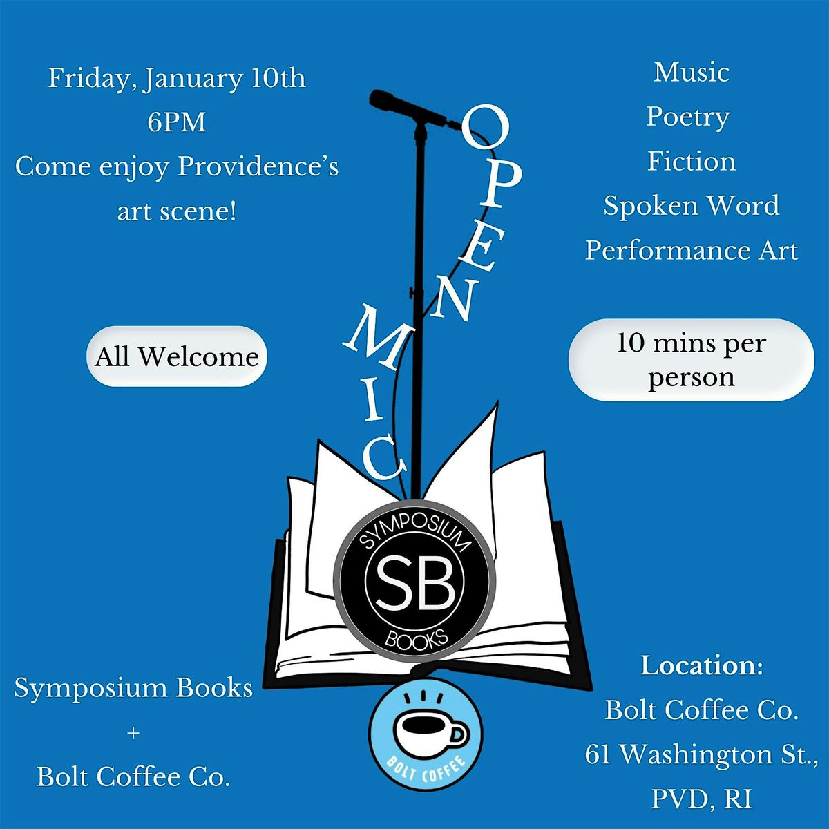 Symposium Books & Bolt Coffee Co.'s Open Mic Night