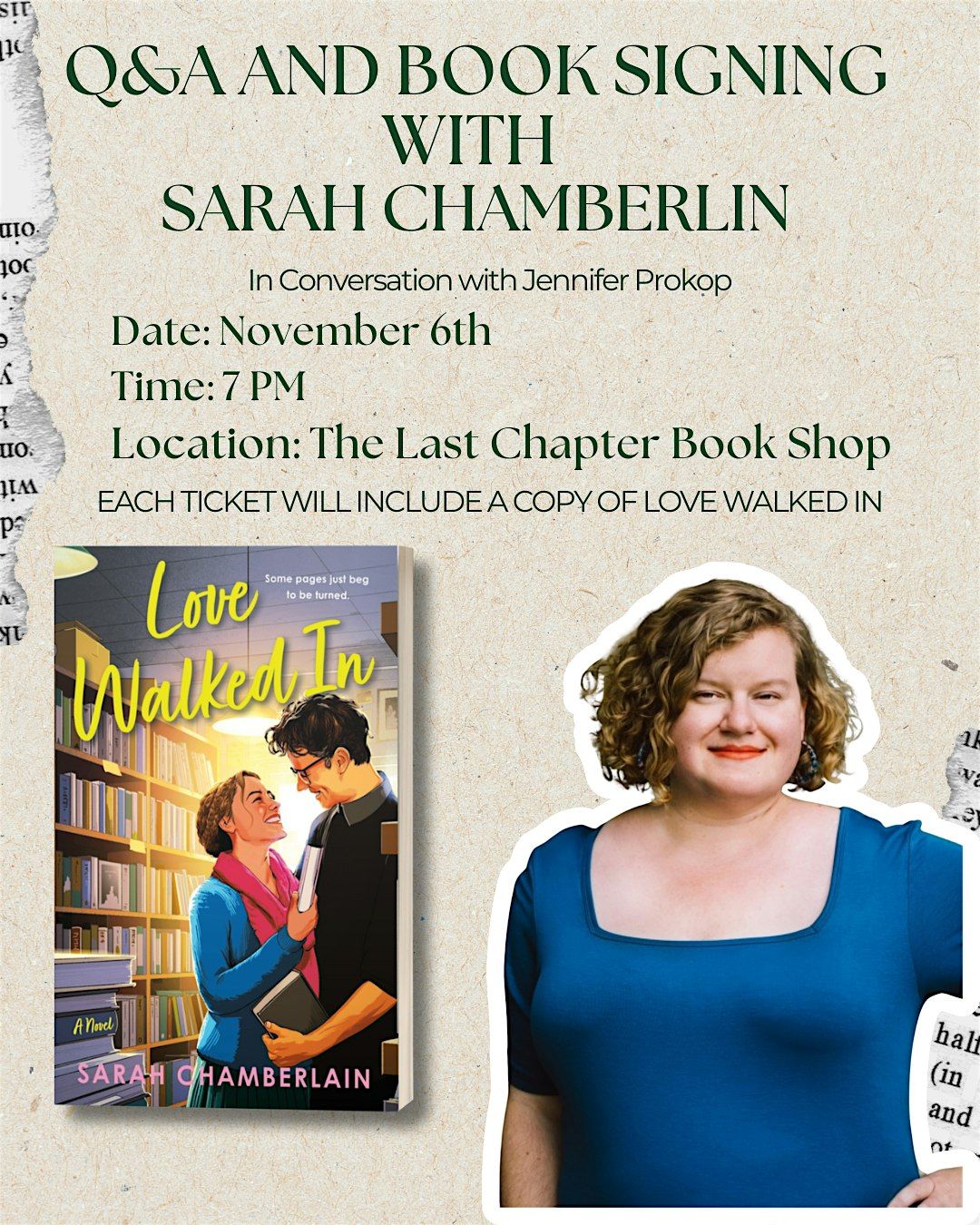 Q&A And Book Signing With Sarah Chamberlin