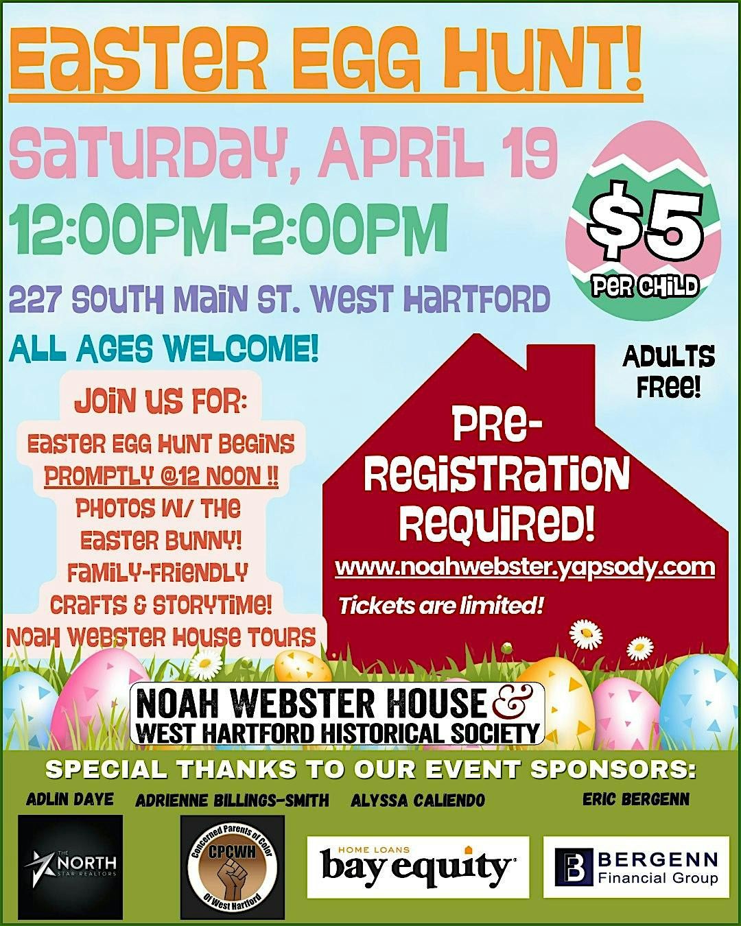 2025 Easter Egg Hunt & Photos with the Easter Bunny at Noah Webster House