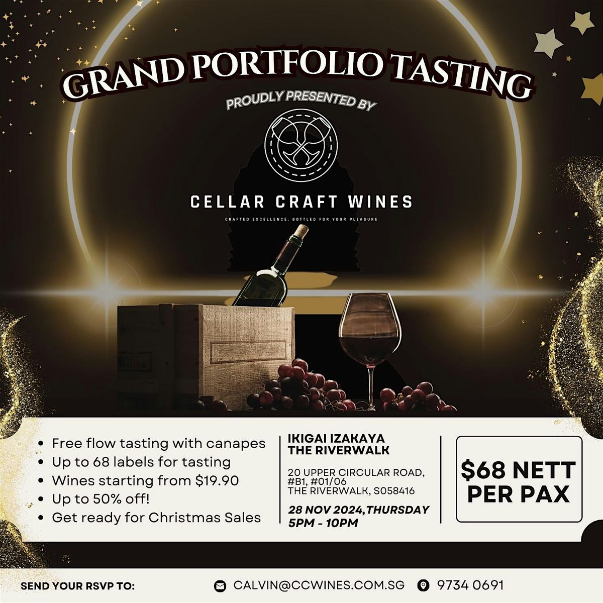 Cellar Craft Wines Grand Port Folio Tasting W\/Canapes & Christmas Sales!