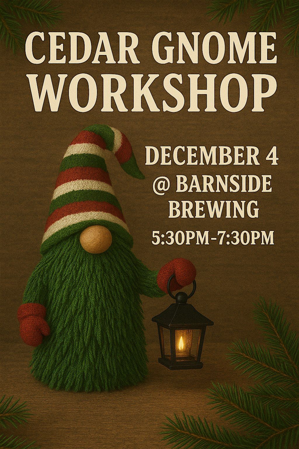 Cedar Gnome Holiday Workshop-Perfect for a Christmas gift or holiday decor