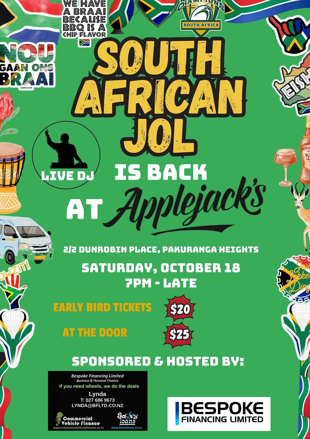 South African Jol at Applejacks
