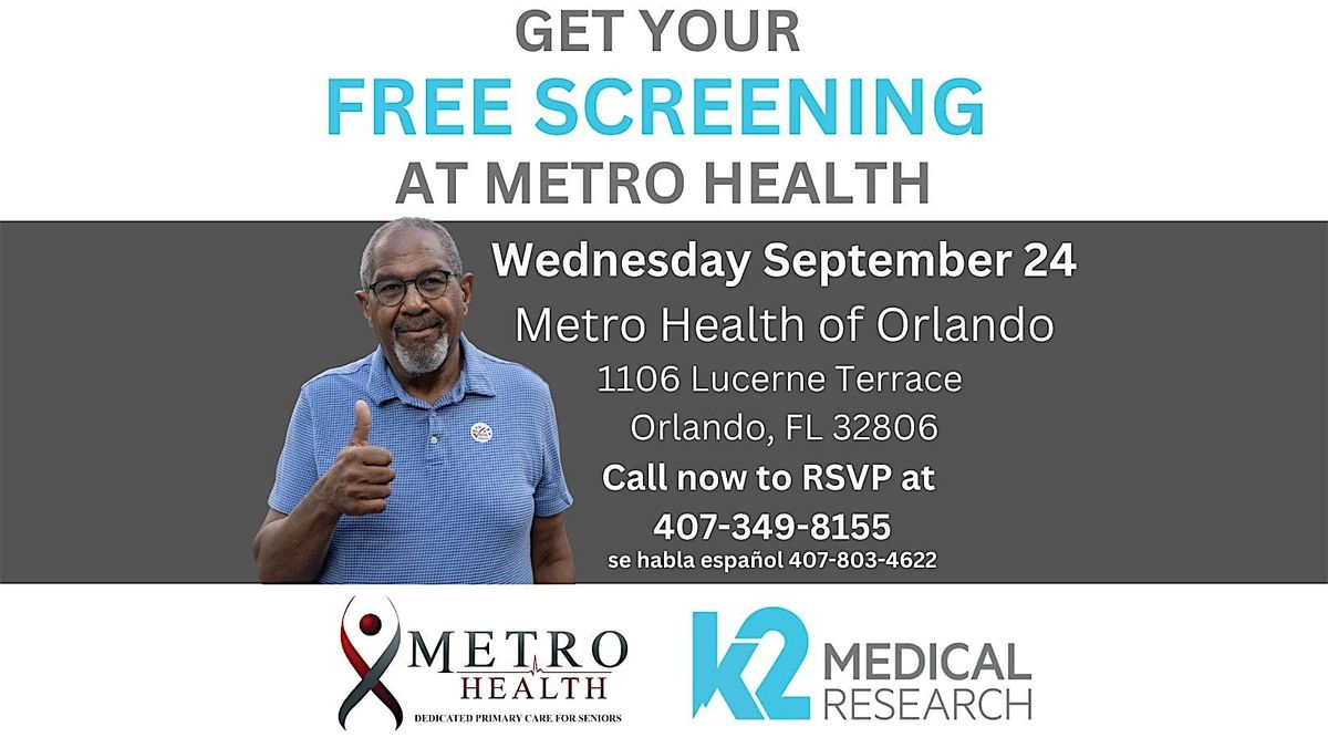Free Memory Screenings for Seniors at Metro Health of Orlando