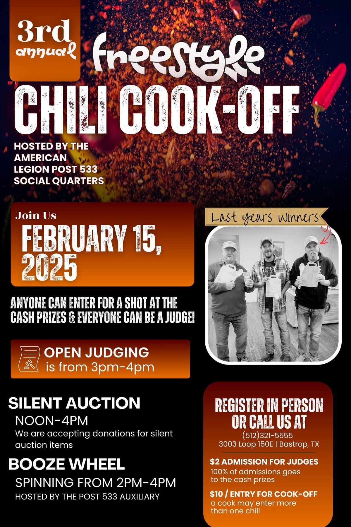 Post 533\u2019s Annual Freestyle Chili Cook-Off