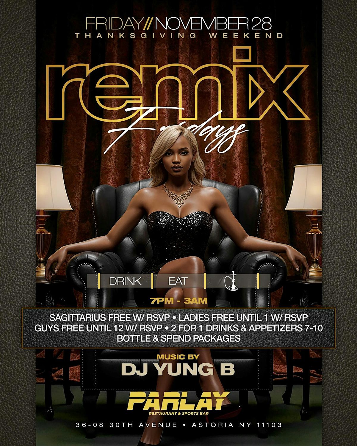 Thanksgiving Fri @ Parlay Astoria Hip-Hop + Reggae + Afrobeats + Reggaeton