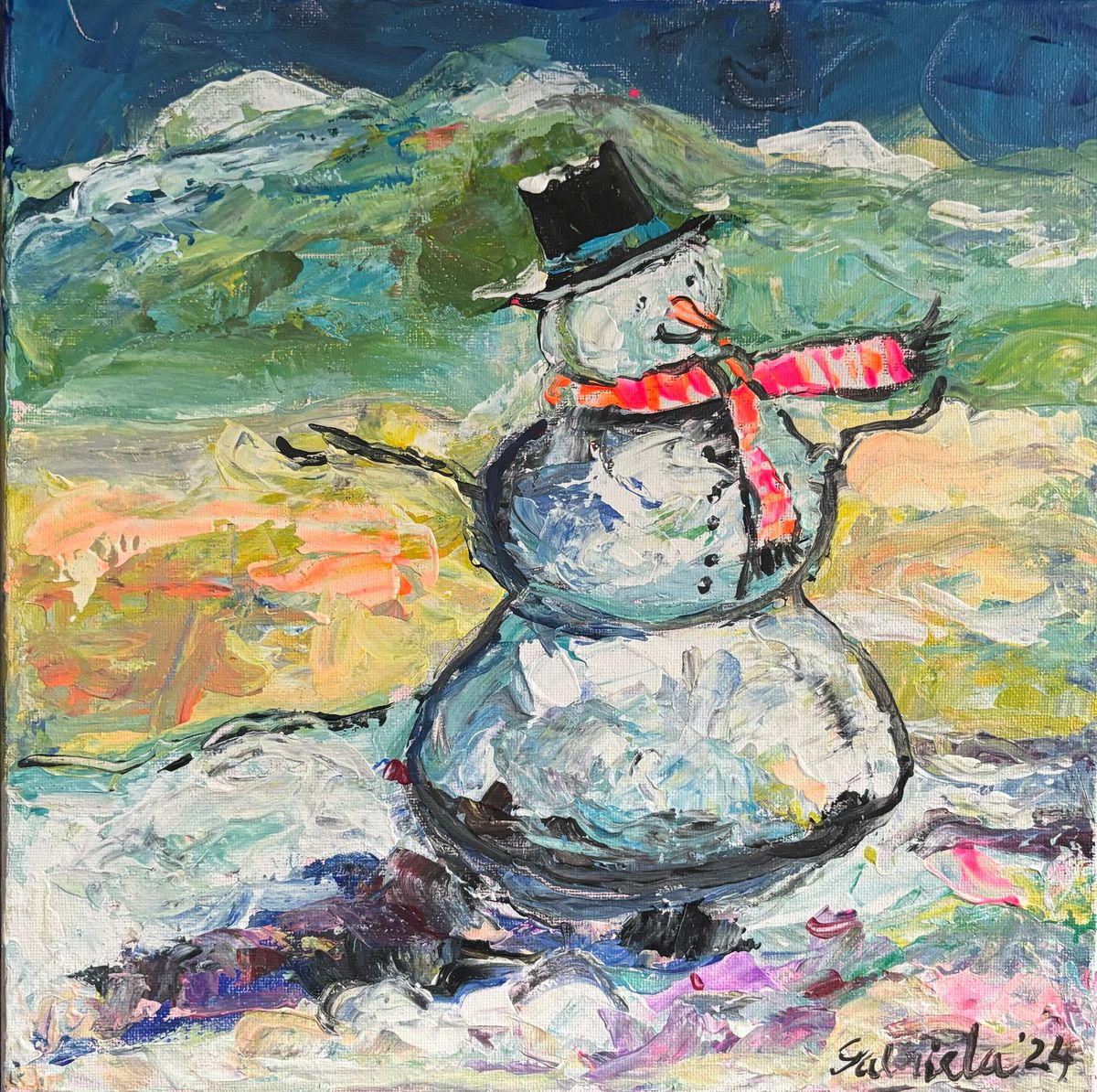 Snowman Paint Acrylic Class 