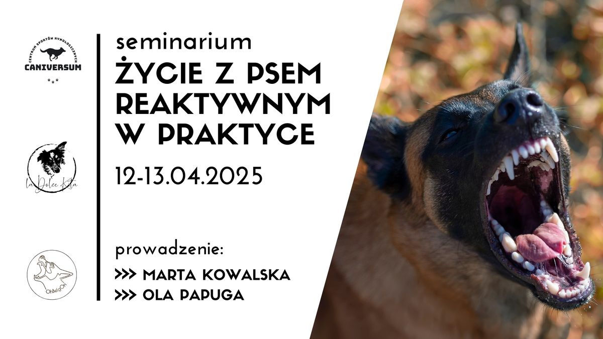 \u017bycie z psem reaktywnym w praktyce. Seminarium z Mart\u0105 Kowalsk\u0105 i Ol\u0105 Papug\u0105