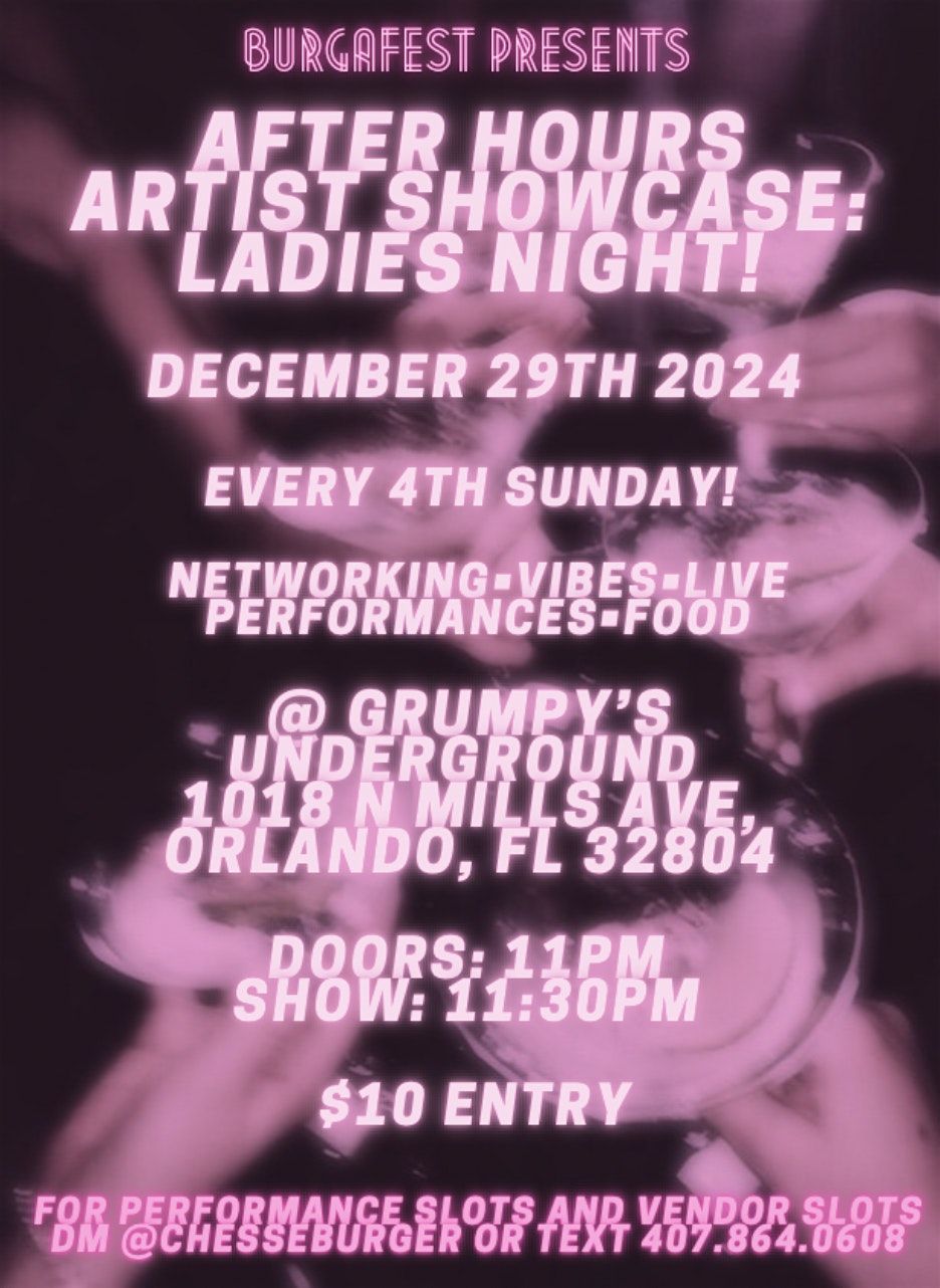 burgafest After hours artist showcase december  29th Ladies Night