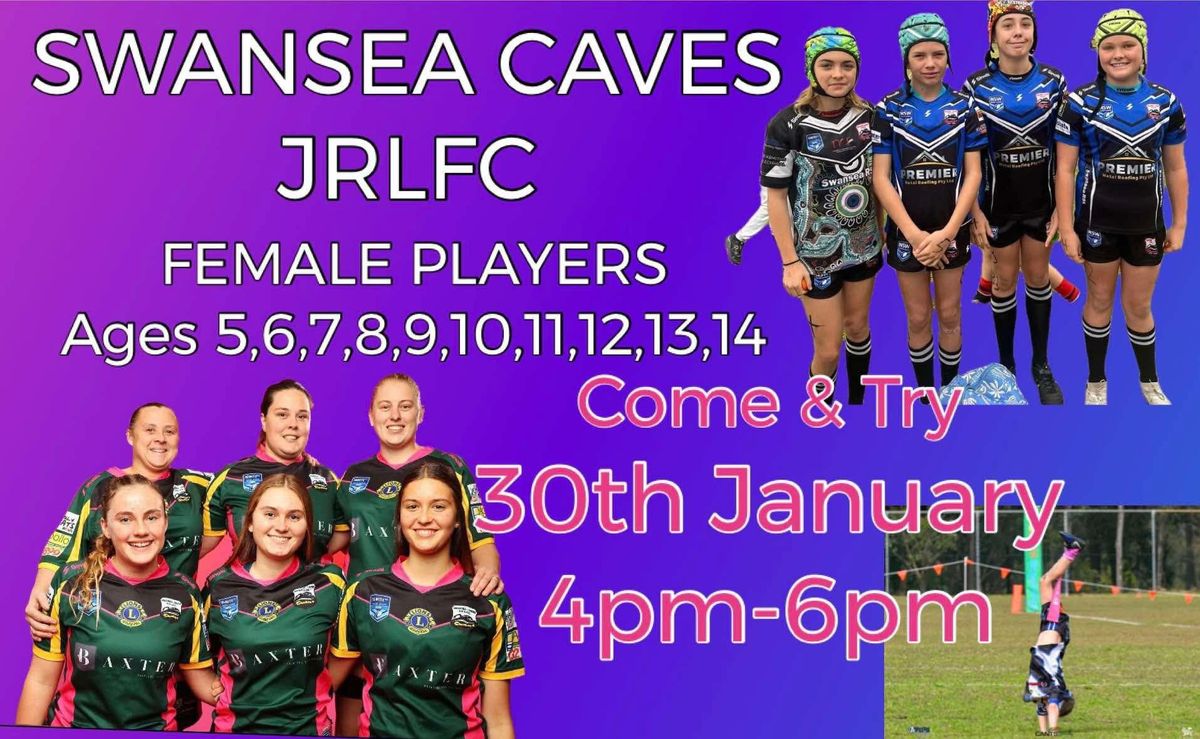 SWANSEA CAVES JUNIOR RUGBY LEAGUE Come & Try Afternoon