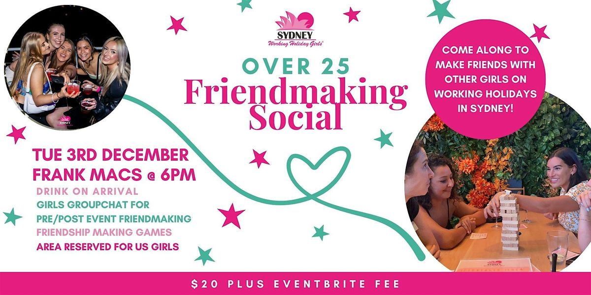 Over 25 Friendmaking Social | Tuesday 3rd December