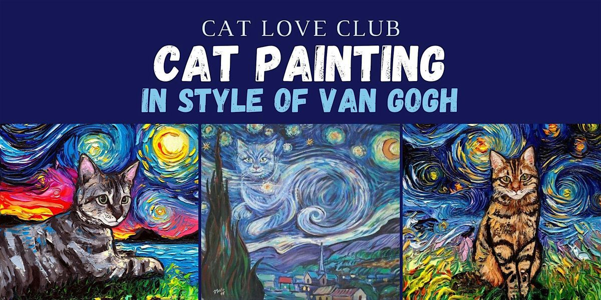 Cat Painting in style of van Gogh. Cat love club