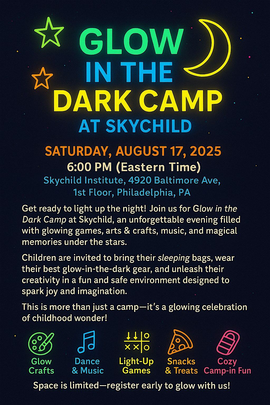 Glow in the Dark Camp at Skychild!