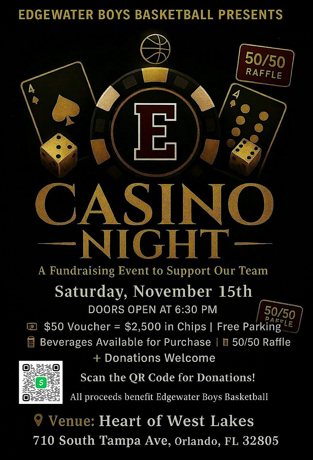 Casino Night to Support Edgewater High School Boys Basketball