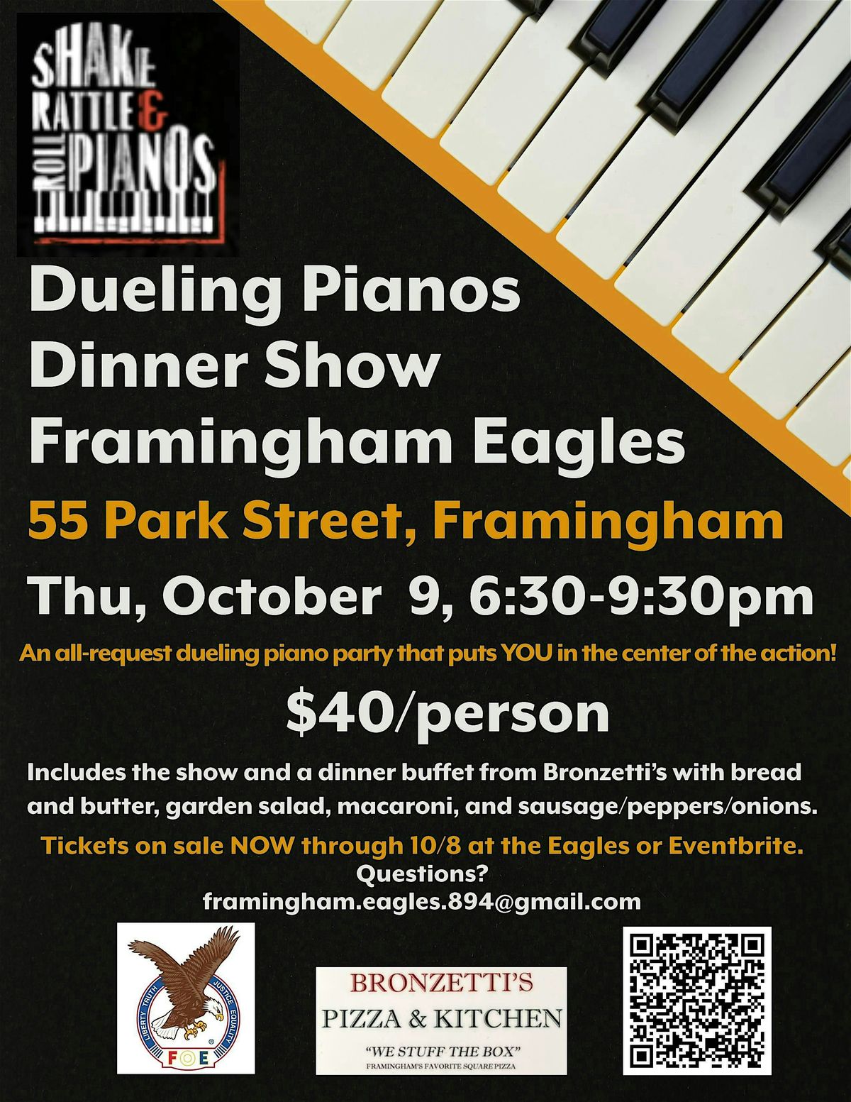Dueling Pianos Dinner Show at the Framingham Eagles