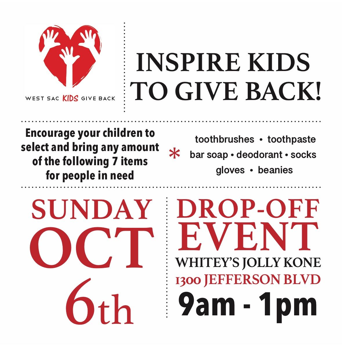 West Sac Kids Give Back Donation Drop-Off Event! 