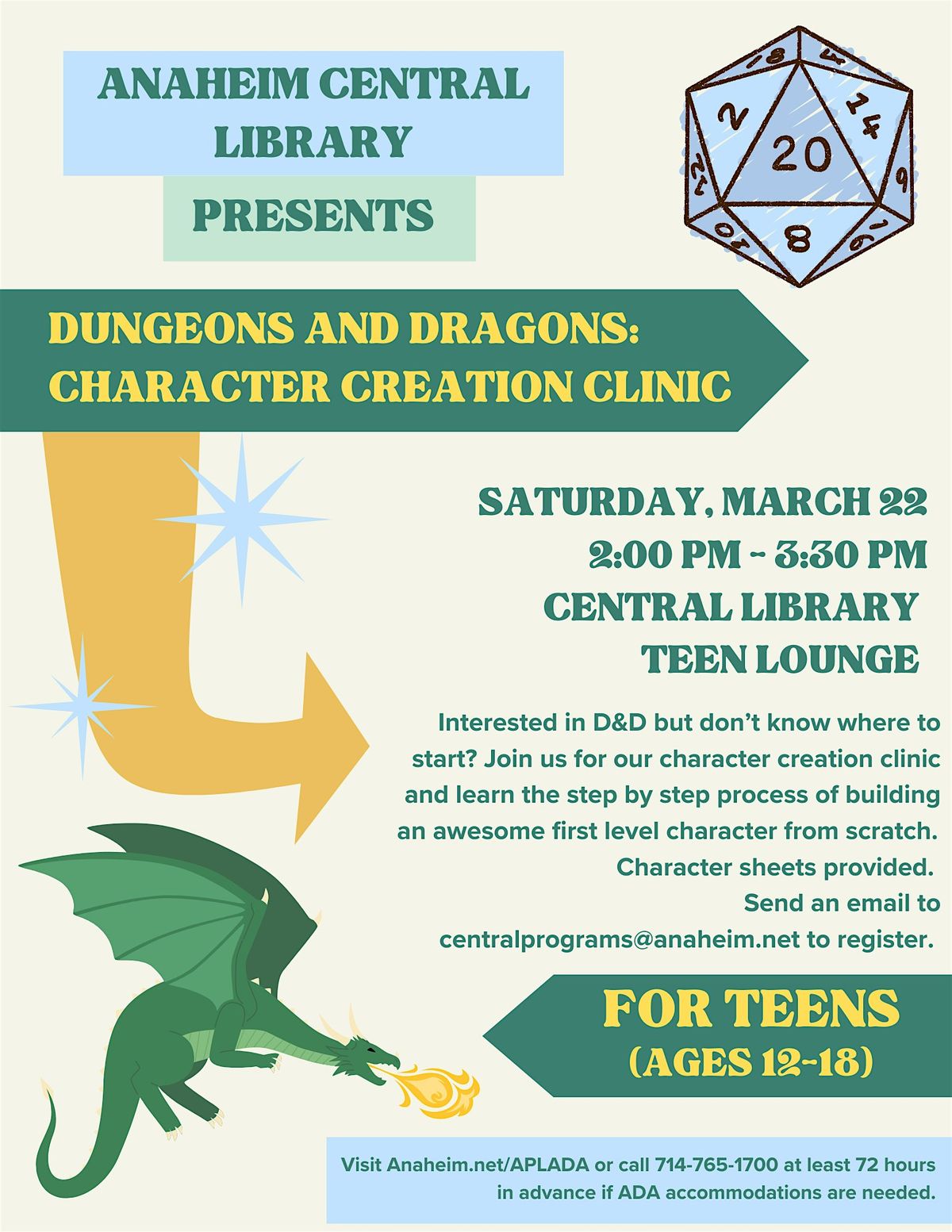 Dungeons and Dragons: Character Creation Clinic for Teens at Central