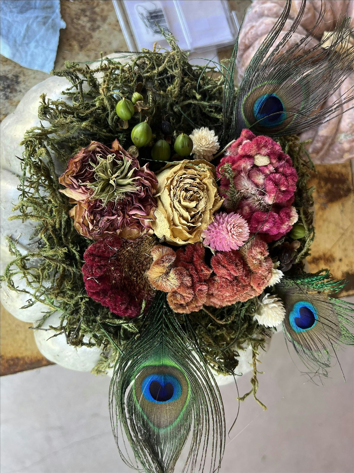 Pumpkin Class with Dried Flowers & Succulents