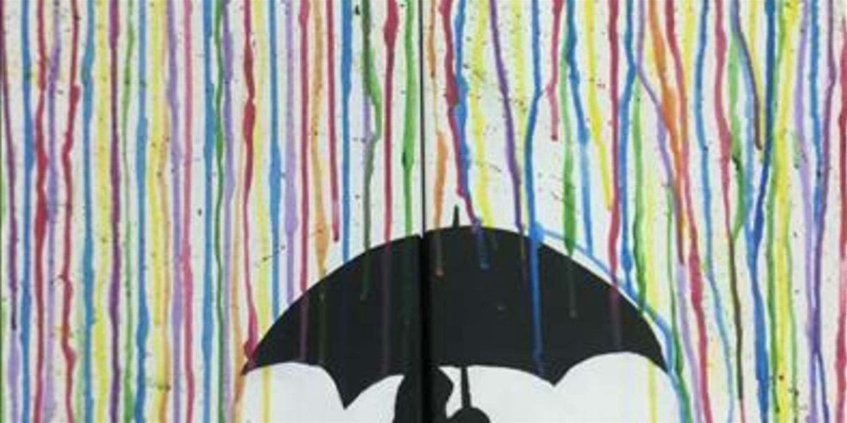 Kissing Couple Under the Raindrops - Paint and Sip by Classpop!\u2122