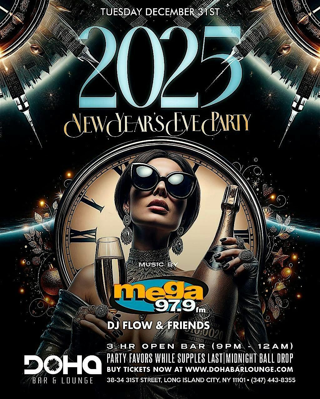 DOHA 2025 NYE PARTY: ASTORIA QUEENS NY: LA MEGA 105.9FM W\/DJ FLOW & FRIENDS