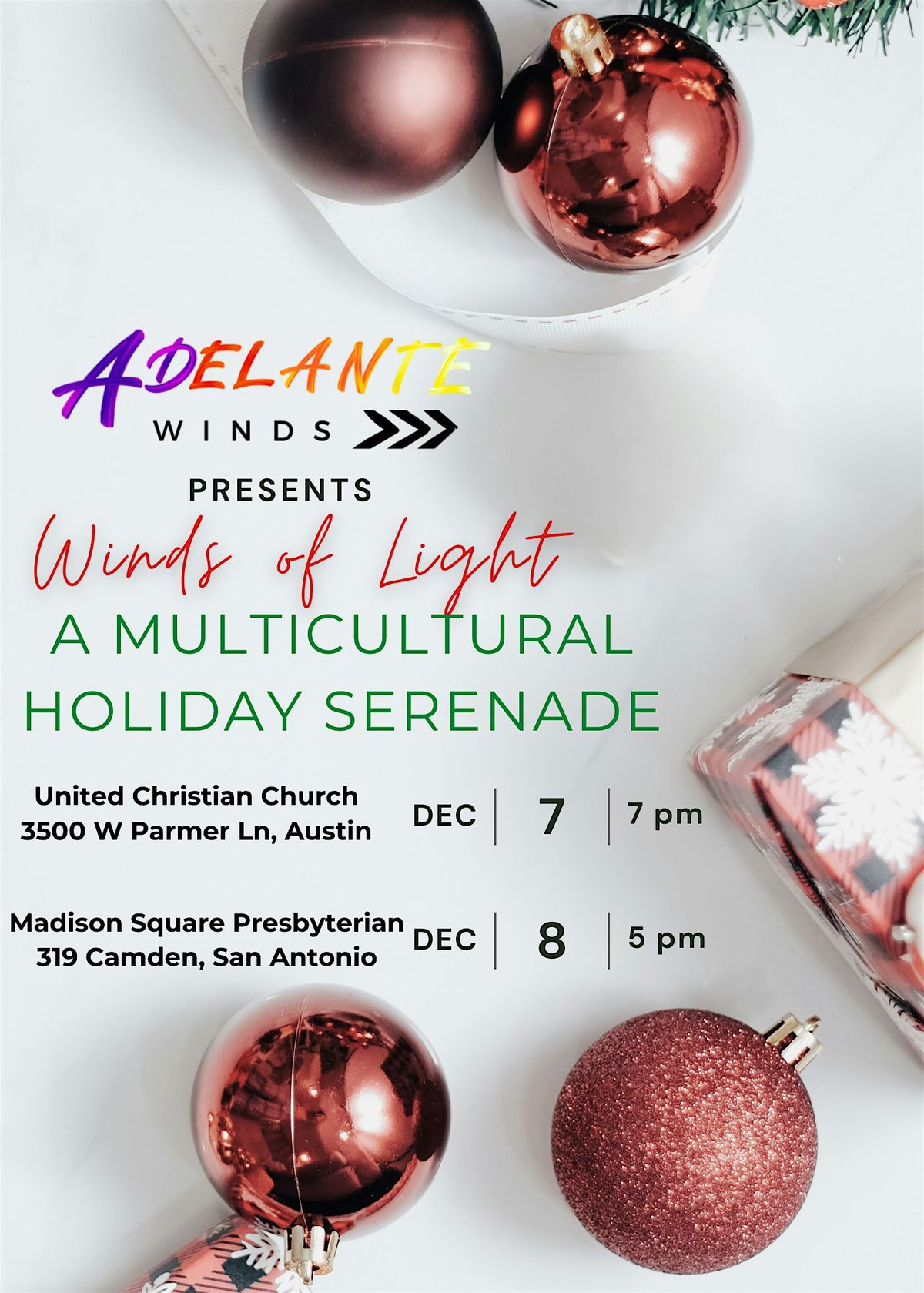 Adelante Winds presents: Winds of Light, A Multicultural Holiday Serenade