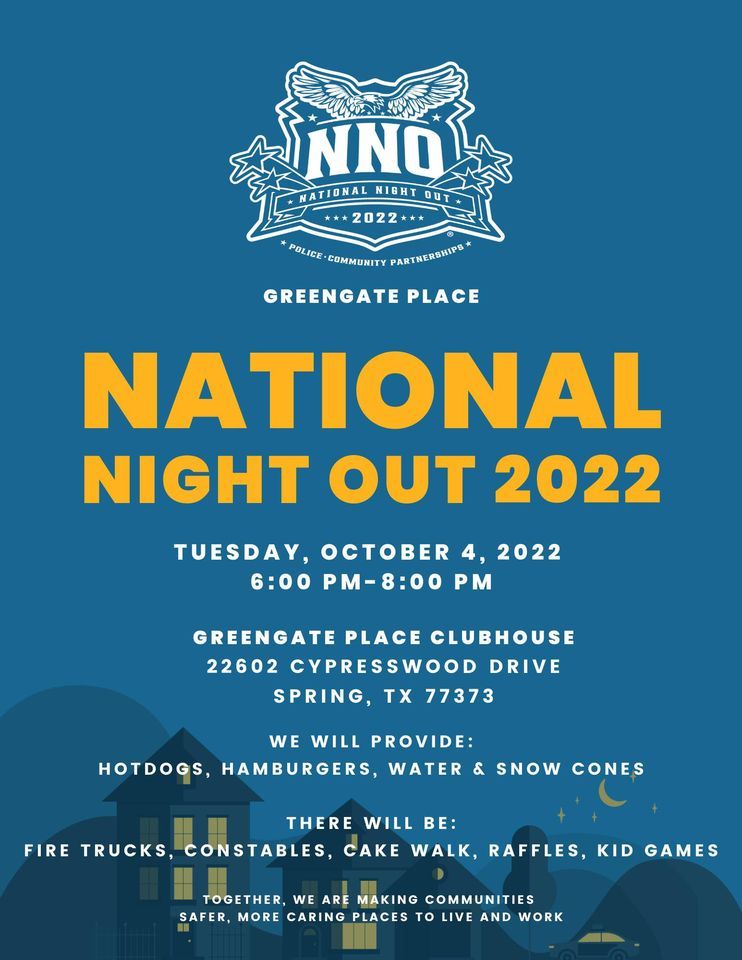 National Night Out, Greengate Place Subdivision Spring Texas 77373, 4