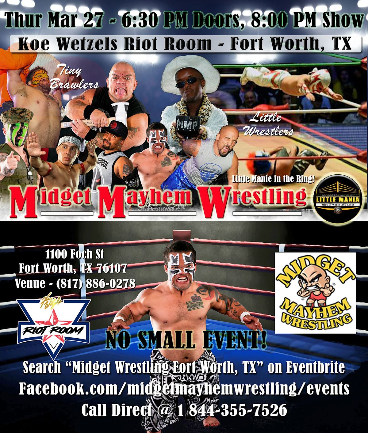 Midget Mayhem Wrestling Rips Through the Ring! Fort Worth TX 18+