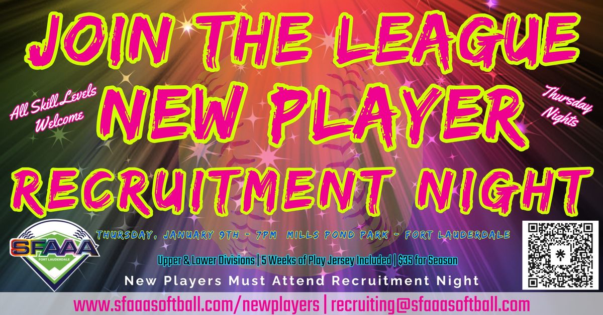 New Player Recruitment Night - SFAAA Softball League