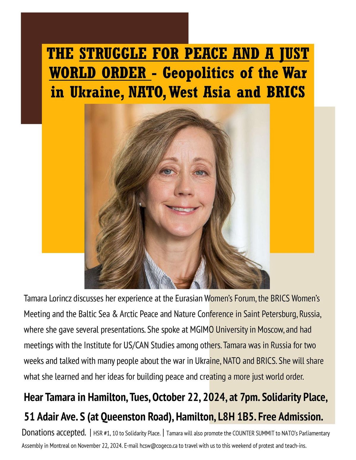 Tamara Lorincz on "The Struggle for Peace & A Just World Order"