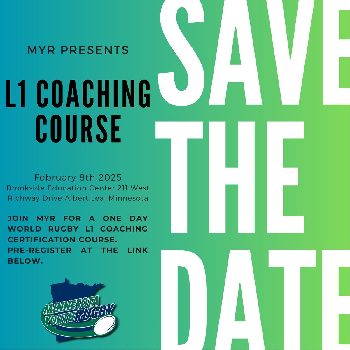 MYR Presents: L1 Rugby Coaching Certification Course