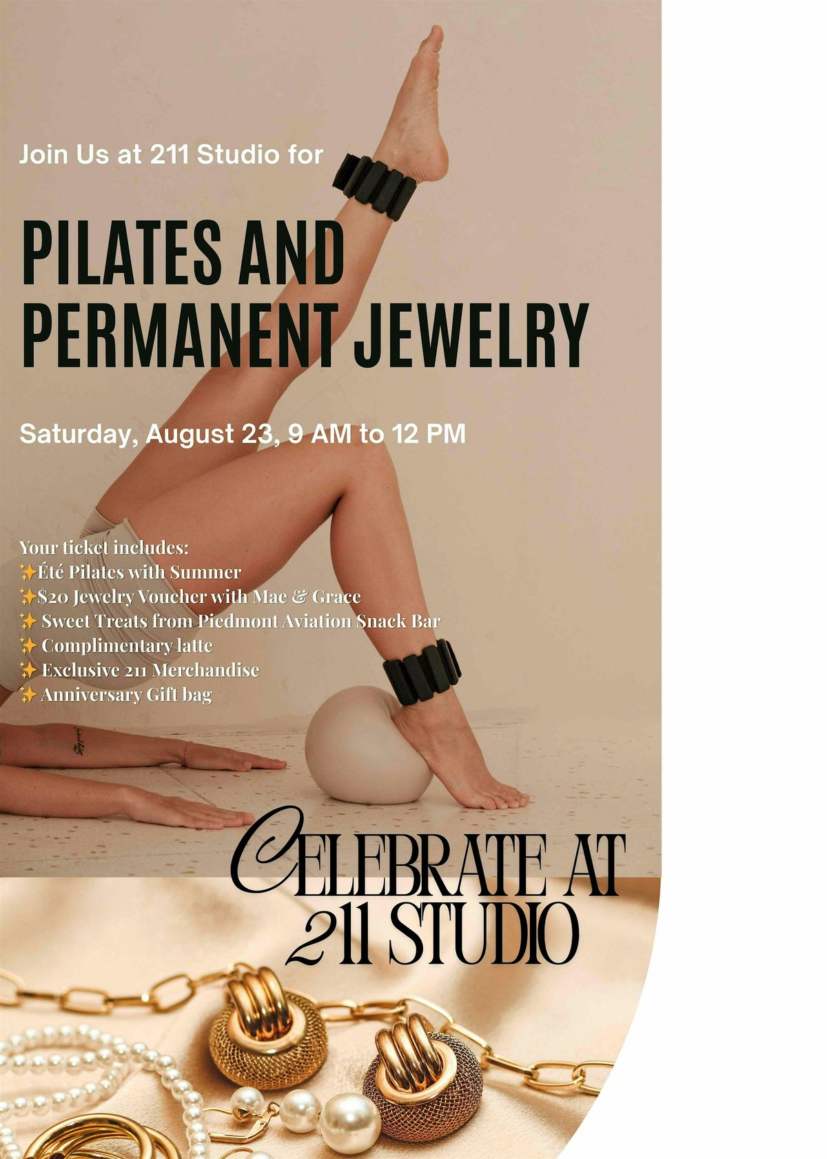 Pilates & Permanent Jewelery @ 211 Studio in Kernersville, NC