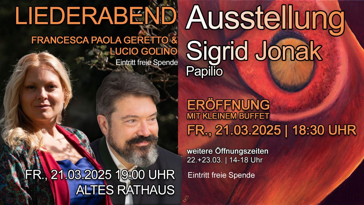 WIR im Alten Rathaus - Ausstellung Sigrid Jonak & Liederabend Duo Geretto & Golino