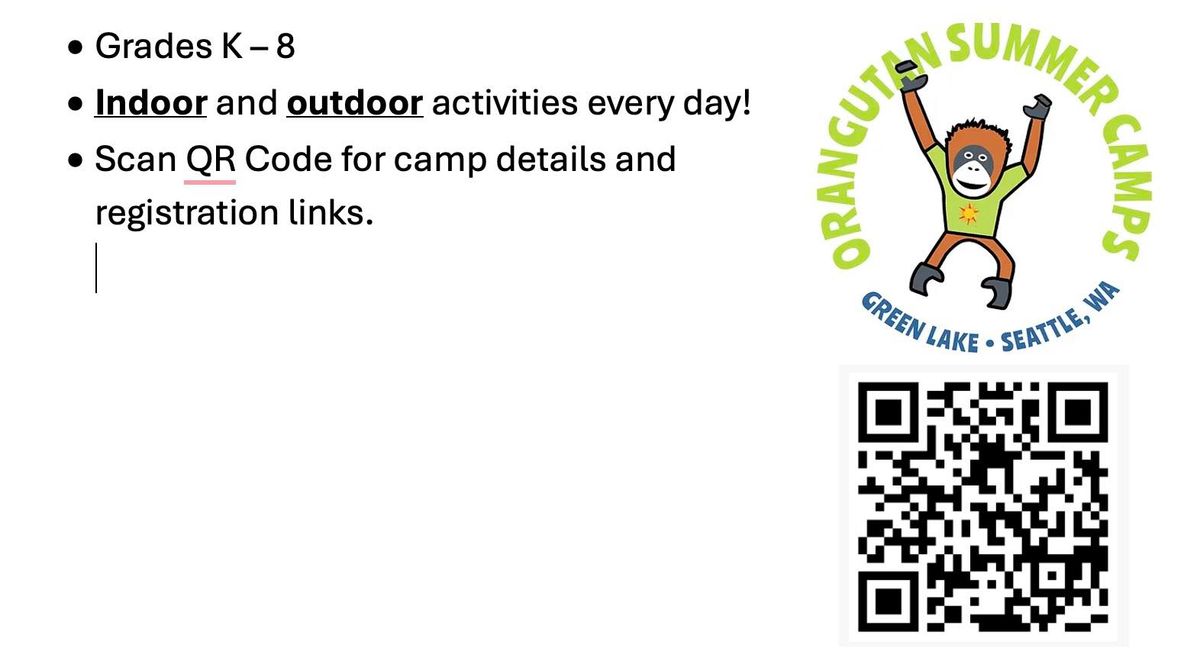 Orangutan Summer Camps: Introduction to Green Lake Park