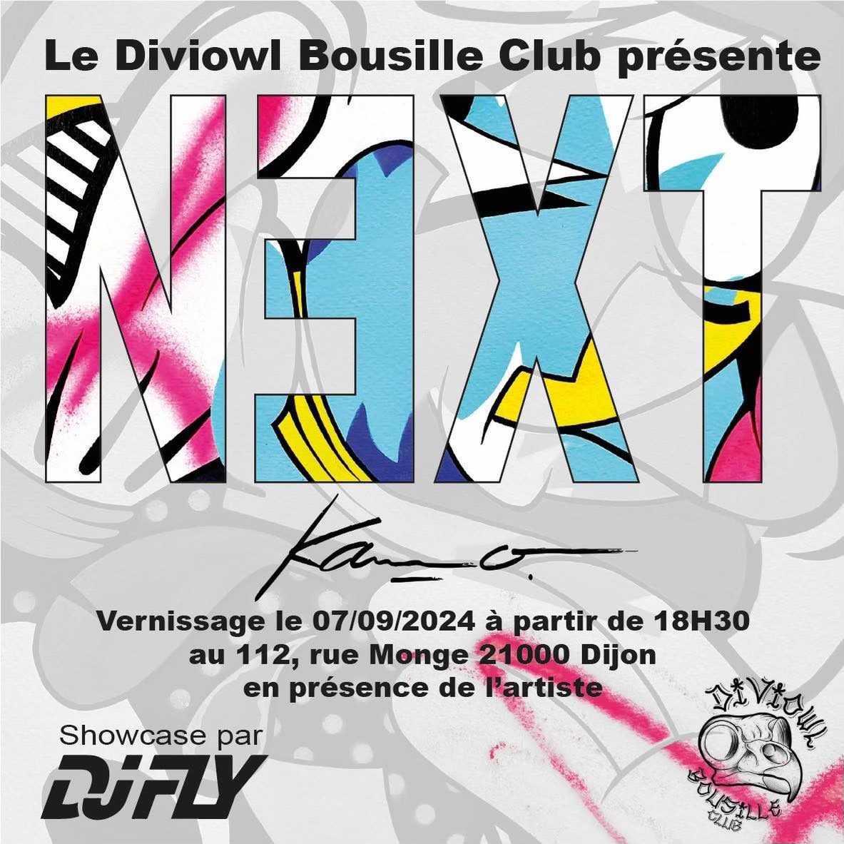 C'est la rentr\u00e9e !! Vernissage de l'expo "NEXT" par Kamo + showcase par Dj FLY