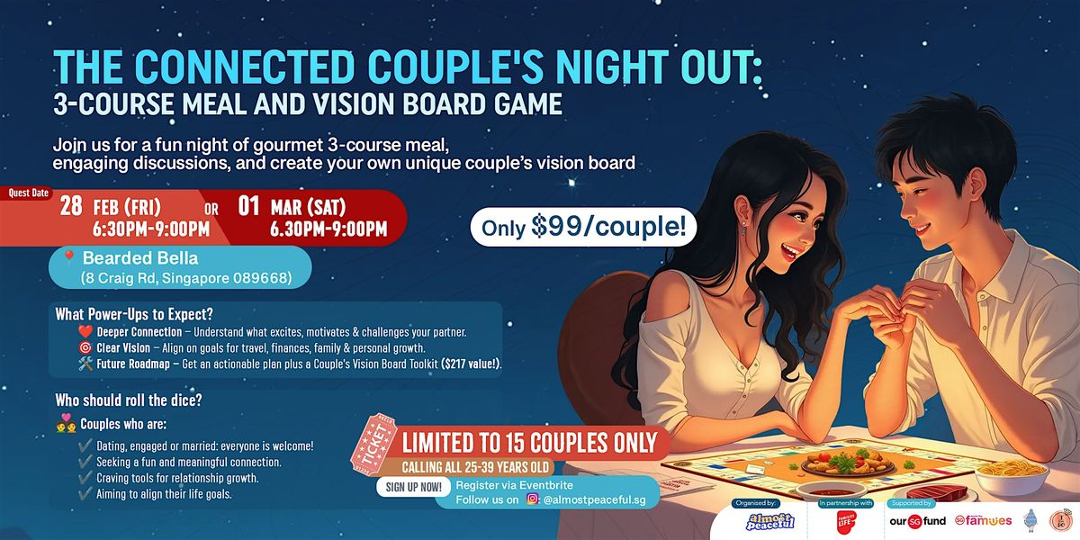 The Connected Couple's Night Out: 3-Course Meal and Vision Board Game