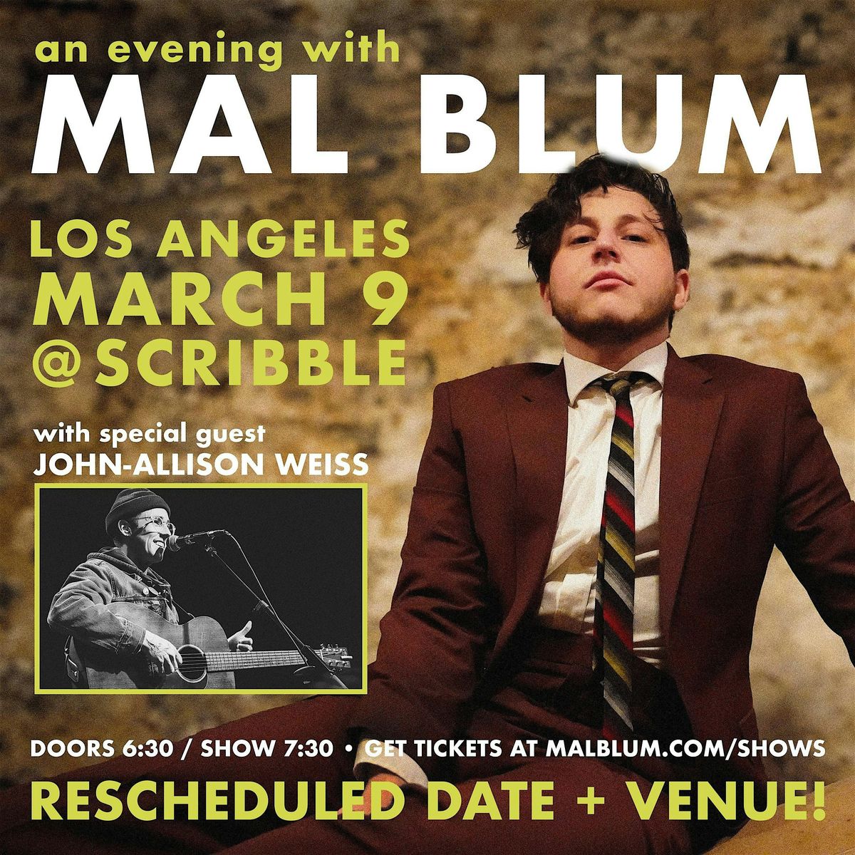 An Evening With Mal Blum  (+John-Allison Weiss!) *Now MARCH 9TH @ SCRIBBLE*