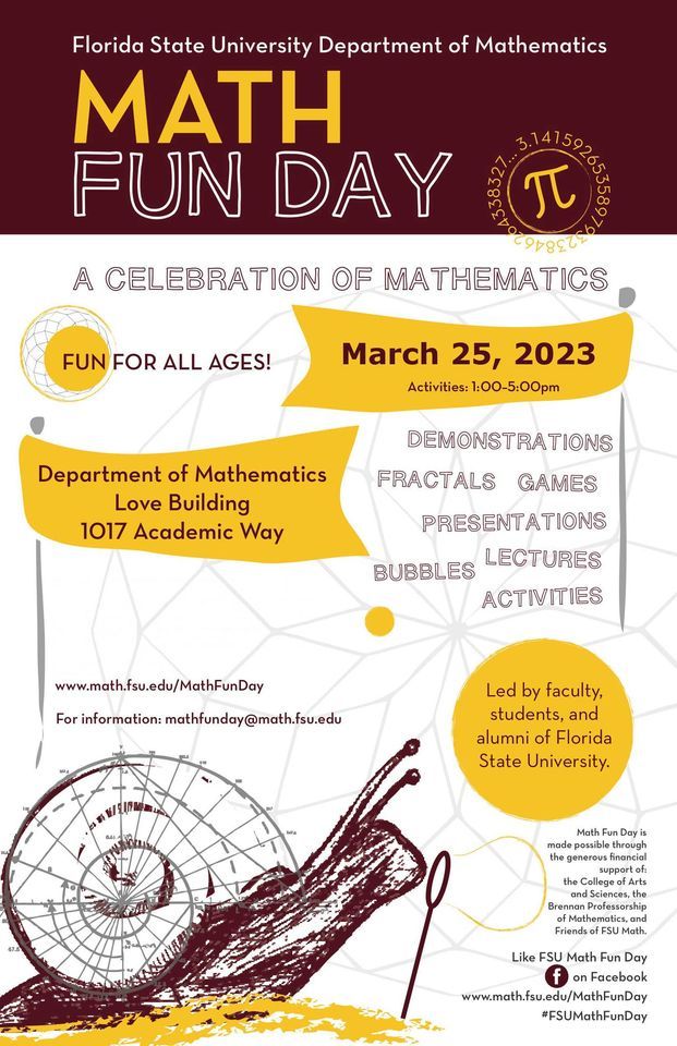 FSU Math Fun Day 2023, Love Building, Tallahassee, 25 March 2023