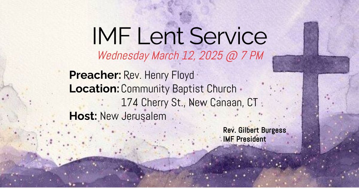 IMF Lent Service - Wednesday, March 12, 2025 @ 7 PM