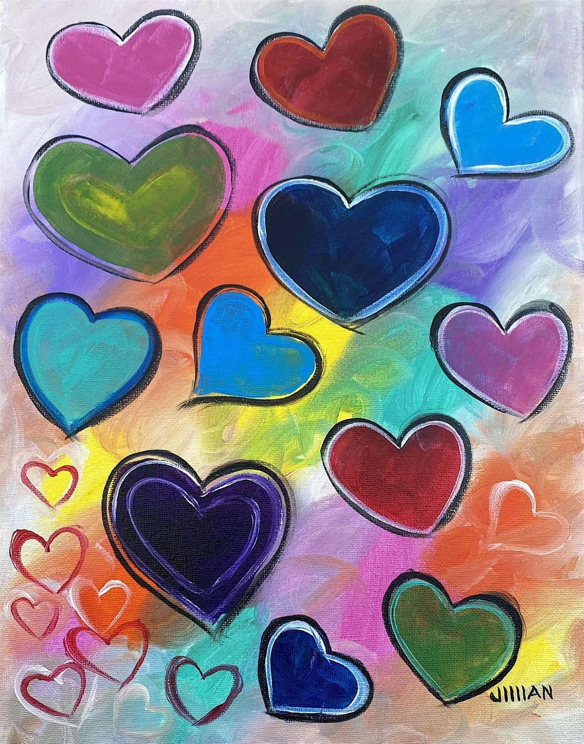 Rainbow Hearts Paint Party