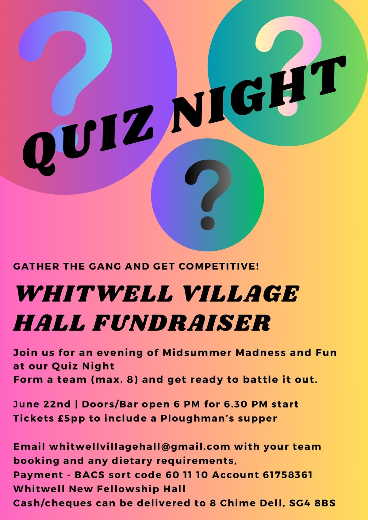 Quiz Night - Village Hall Fundraiser