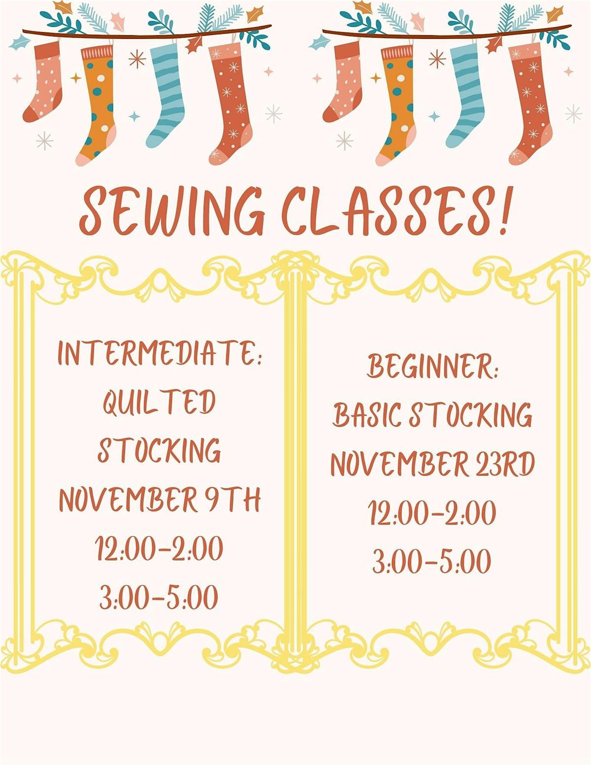 Intermediate Sewing Class: Quilted Stockings