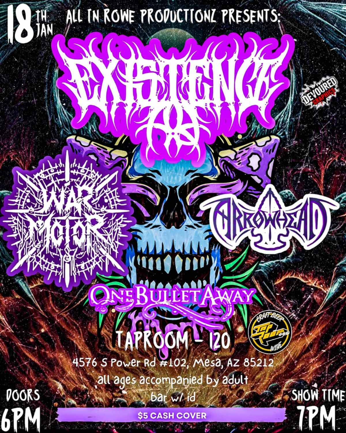 "A REZ METAL SHOW" w\/ Existence AD, War Motor, Arrowhead & One Bullet Away 