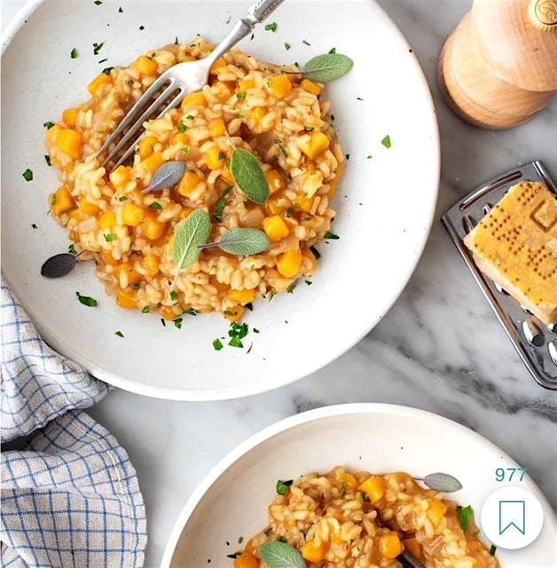 Autumn Risotto w\/ Pancetta and Butternut Squash, Apple & Cranberry Crisp