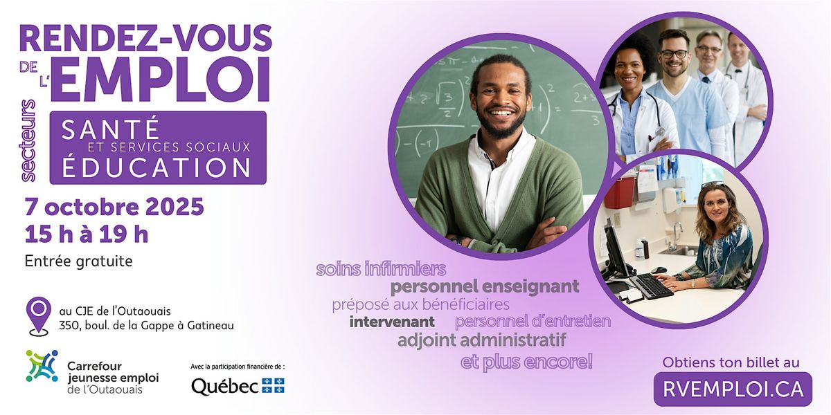 Rendez-vous de l'emploi | Secteurs sant\u00e9, services sociaux et \u00e9ducation