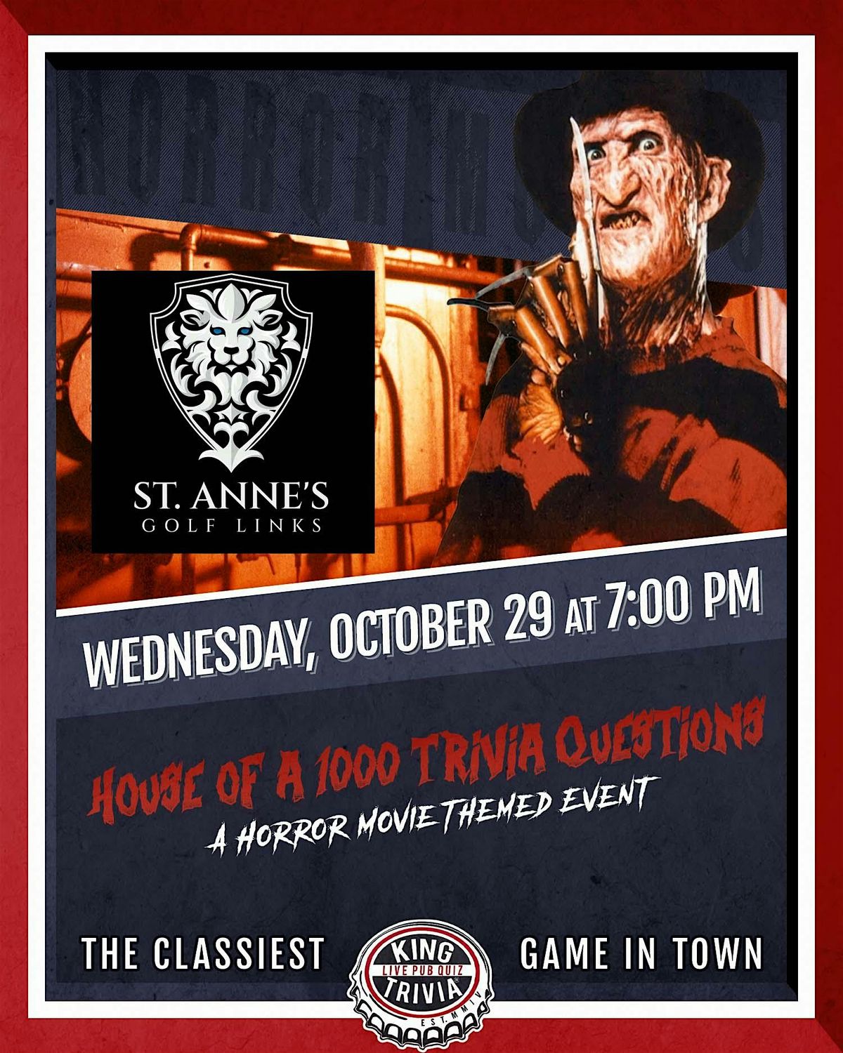 Horror Movies Trivia Night at Highlands at the St. Anne's Club