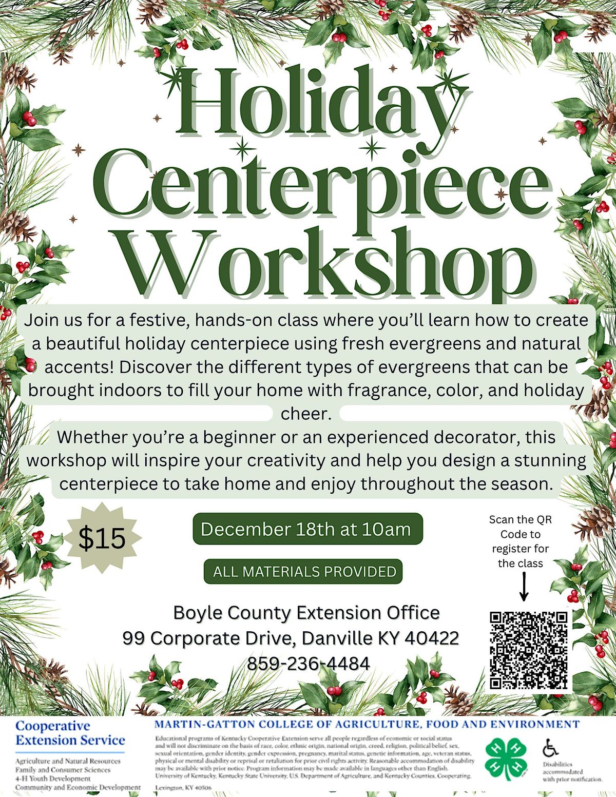 Holiday Centerpiece Workshop